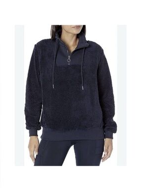 Sweaty Betty Navy Zip-Up Sherpa Pullover uk size medium us size 8
